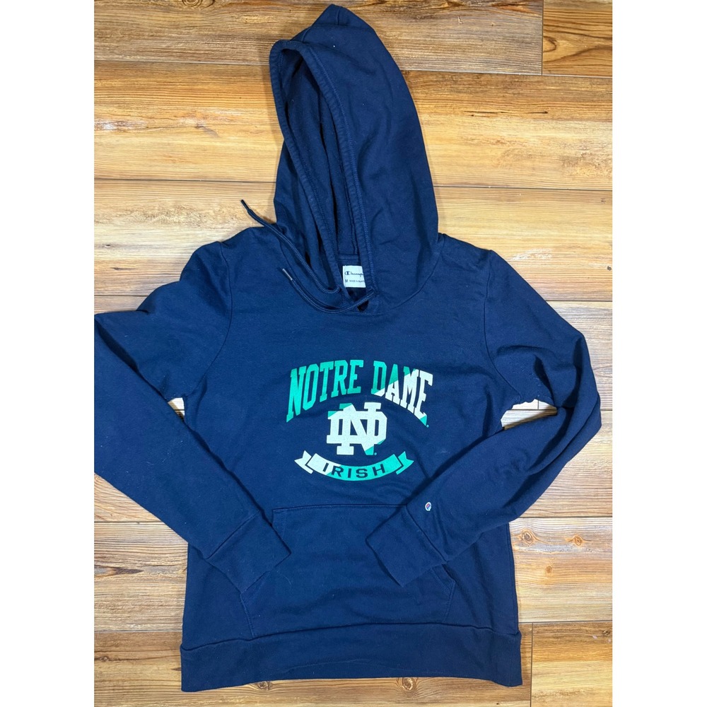 Champion Notre Dame Fighting Irish Hoodie Navy Blue Graphic Sweatshirt Medium